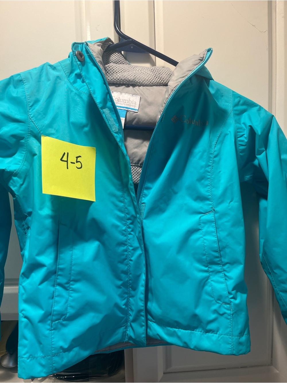 Columbia Kids Teal/Gray Hooded Rain Jacket